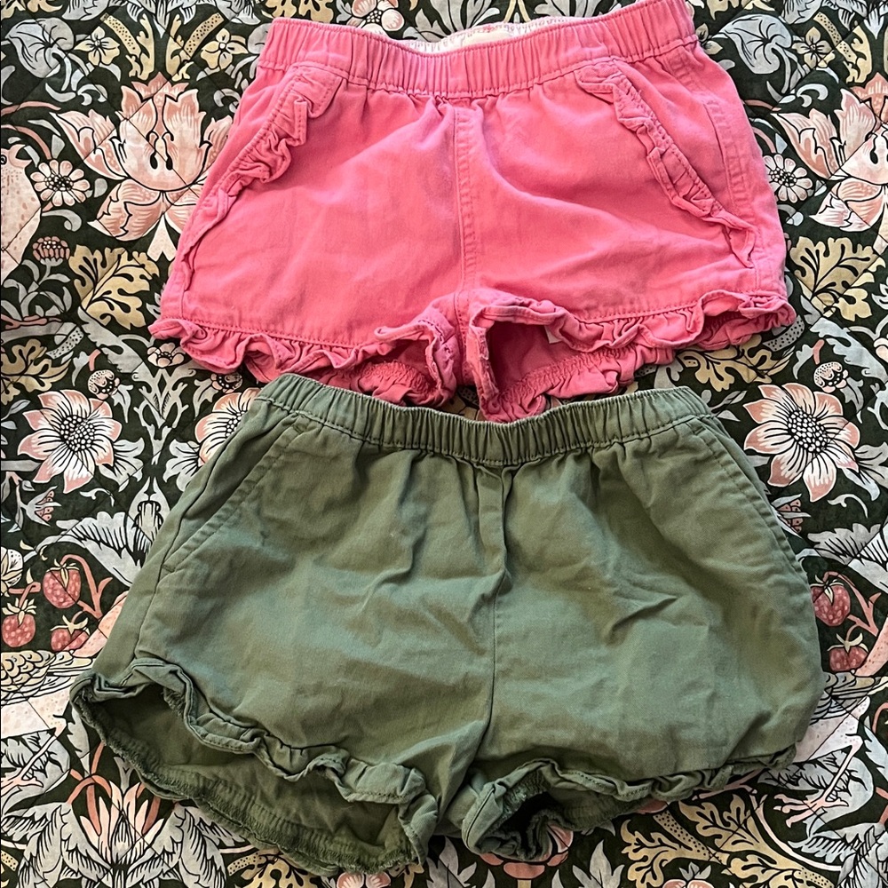 Pink and Green Ruffle Hem Shorts